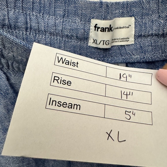 Frank & Oak Linen Blend Shorts Blue - Picture 10 of 10